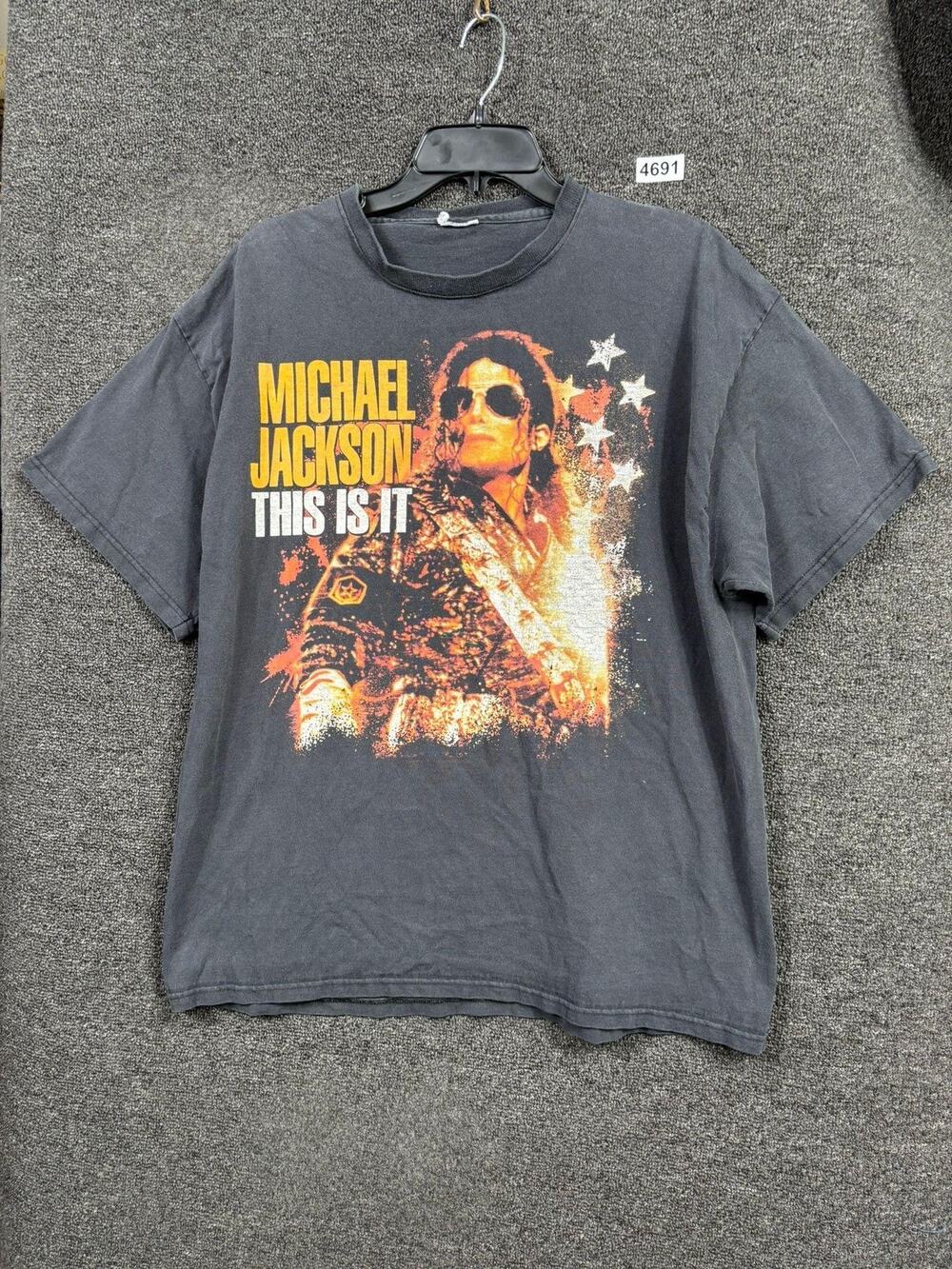 Michael Jackson Shirt Mens Large Black This Is It Graphic Concert T-Shirt Movie